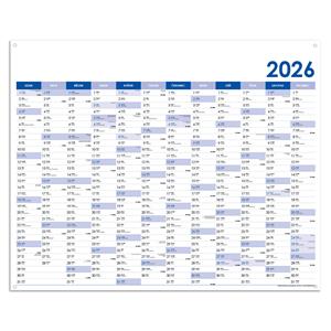 Nástěnný kalendář Plánovací mapa 2026 CZ s očky na zavěšení - 124 x 100 cm - modrá