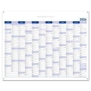 Nástěnný kalendář Plánovací mapa 2026 PL s očky na zavěšení - 100 x 80 cm - modrá
