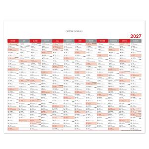 Nástěnný kalendář Plánovací mapa 2027 PL - 100 x 80 cm - červená