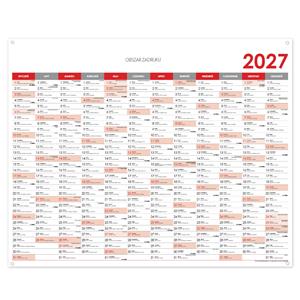 Nástěnný kalendář Plánovací mapa 2027 PL s očky na zavěšení - 124 x 100 cm - červená