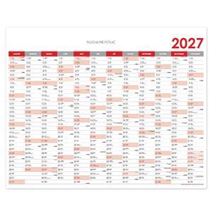 Nástěnný kalendář Plánovací mapa 2027 SK - 124 x 100 cm - červená