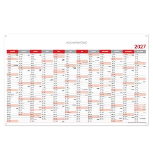 Nástěnný kalendář Plánovací mapa 2027 SK s očky na zavěšení - 100 x 63 cm - červená