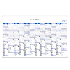 Nástěnný kalendář Plánovací mapa 2027 SK s očky na zavěšení - 100 x 63 cm - modrá