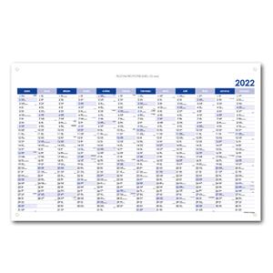 Nástěnný kalendář Plánovací mapa PVC 2022 CZ s očky na zavěšení - 63x100 cm - modrá