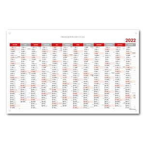 Nástěnný kalendář Plánovací mapa PVC 2022 PL s očky na zavěšení - 80x100 cm - červená