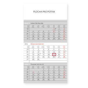 Nástěnný kalendář Standard 3 měsíční - šedý 2016