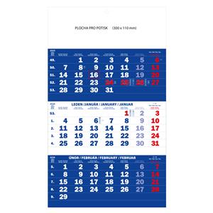 Nástěnný kalendář Tříměsíční kalendář 2016 - modrý