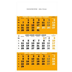 Nástěnný kalendář Tříměsíční kalendář 2016 - oranžový