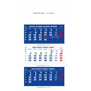 Nástěnný kalendář Tříměsíční kalendář skládaný 2016 - modrý
