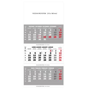 Nástěnný kalendář Tříměsíční kalendář skládaný 2016 - šedý
