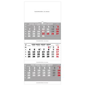 Nástěnný kalendář Tříměsíční kalendář skládaný se spirálou 2016 - šedý
