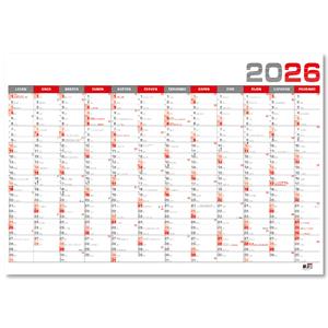 Nástěnný roční kalendář 2026 B1 - červená