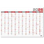Nástěnný roční kalendář 2026 B1 - červená