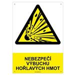NEBEZPEČÍ VÝBUCHU HOŘLAVÝCH HMOT - bezpečnostní tabulka s dírkami, plast A4, 2 mm