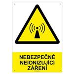 NEBEZPEČNÉ NEIONIZUJÍCÍ ZÁŘENÍ - bezpečnostní tabulka s dírkami, plast A4, 2 mm