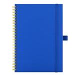 Notes koženkový SIMPLY A5 linkovaný - modrá/žlutá spirála