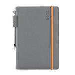 Notes - zápisník AMOS A5 čtverečkovaný - šedá/oranžová gumička