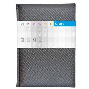 Notes - zápisník Carbon A5 linkovaný - stříbrný