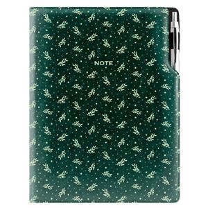 Notes - zápisník DESIGN A4 linkovaný - zelená - Větvičky