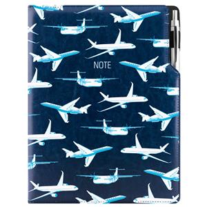 Notes - zápisník DESIGN A4 tečkovaný - modrá - Letadla