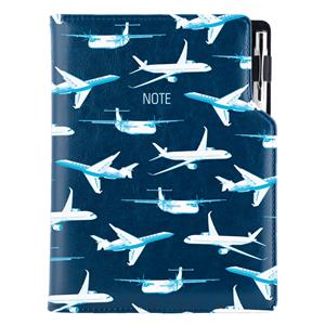 Notes - zápisník DESIGN A5 tečkovaný - modrá - Letadla