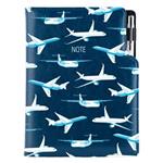 Notes - zápisník DESIGN A5 tečkovaný - modrá - Letadla