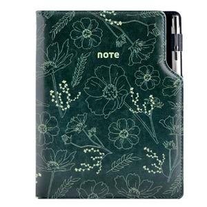 Notes - zápisník DESIGN B5 čtverečkovaný - zelená - Květiny