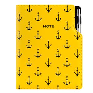 Notes - zápisník DESIGN B5 tečkovaný - žlutá - námořník - kotvy
