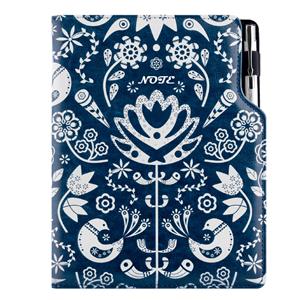 Notes - zápisník DESIGN B6 nelinkovaný - modrá - Folk