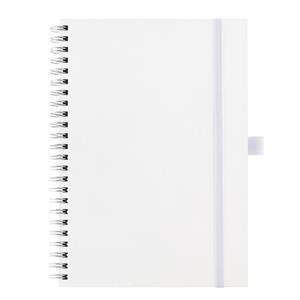 Notes - zápisník koženkový SIMPLY A5 linkovaný - bílá/stříbrná spirála