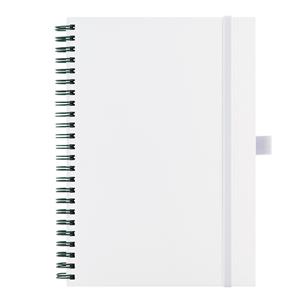 Notes - zápisník koženkový SIMPLY A5 linkovaný - bílá/zelená spirála