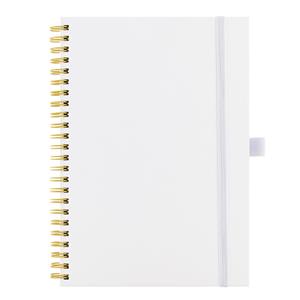 Notes - zápisník koženkový SIMPLY A5 linkovaný - bílá/žlutá spirála
