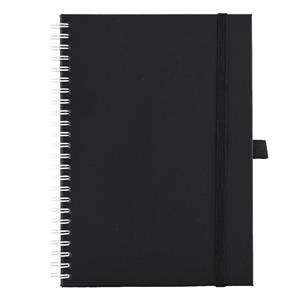 Notes - zápisník koženkový SIMPLY A5 linkovaný - černá/bílá spirála