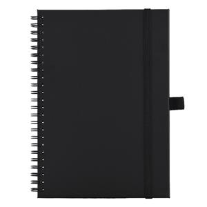 Notes - zápisník koženkový SIMPLY A5 linkovaný - černá/černá spirála