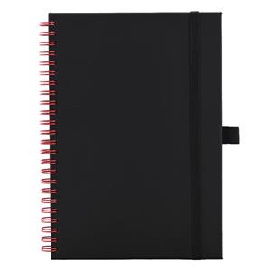 Notes - zápisník koženkový SIMPLY A5 linkovaný - černá/červená spirála