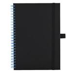 Notes - zápisník koženkový SIMPLY A5 linkovaný - černá/světle modrá spirála