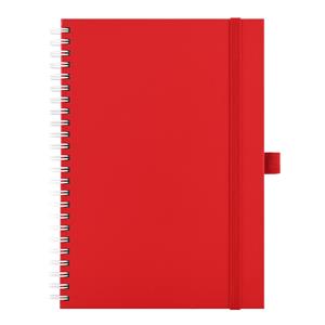 Notes - zápisník koženkový SIMPLY A5 linkovaný - červená/bílá spirála