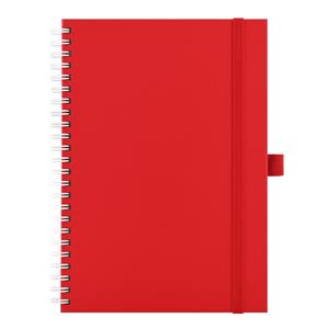 Notes - zápisník koženkový SIMPLY A5 linkovaný - červená/bílá spirála