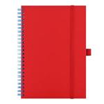Notes - zápisník koženkový SIMPLY A5 linkovaný - červená/světle modrá spirála