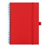 Notes - zápisník koženkový SIMPLY A5 linkovaný - červená/světle modrá spirála