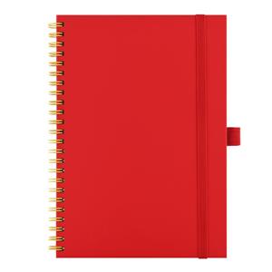 Notes - zápisník koženkový SIMPLY A5 linkovaný - červená/žlutá spirála
