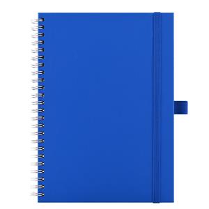 Notes - zápisník koženkový SIMPLY A5 linkovaný - modrá/stříbrná spirála