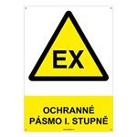 OCHRANNÉ PÁSMO I. STUPNĚ - bezpečnostní tabulka s dírkami, plast A4, 2 mm