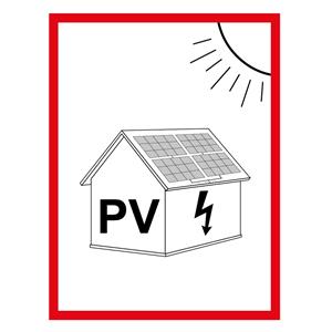 Označení FVE na budově - PV symbol - bezpečnostní tabulka, plast 0,5 mm 45 x 60 mm