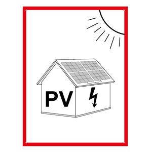 Označení FVE na budově - PV symbol - bezpečnostní tabulka, plast 2 mm s dírkami 74 x 105 mm