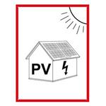 Označení FVE na budově - PV symbol - bezpečnostní tabulka, plast 2 mm s dírkami 74 x 105 mm