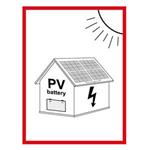 Označení FVE na budově s baterií - PV symbol - bezpečnostní tabulka, plast 2 mm 45 x 60 mm