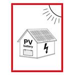 Označení FVE na budově s baterií - PV symbol - bezpečnostní tabulka, plast 2 mm s dírkami (A6) 105 x 148 mm