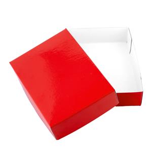 Papírová krabička s víkem typ 4 lepená 153x215 lesklá - červená