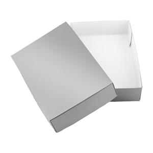 Papírová krabička s víkem typ 4 lepená 153x215 lesklá - stříbrná